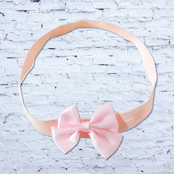 Adorable Pink Baby Booties & Headband Set with Bows and Skid Proof Bottoms. NEW - Picture 3 of 5